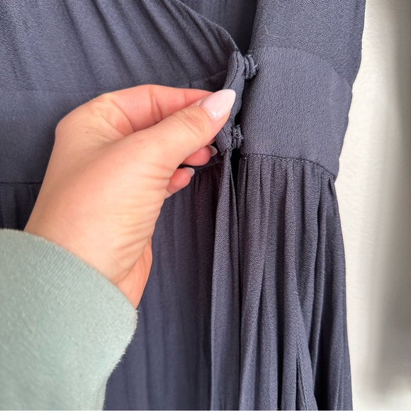 Aritzia Wilfred Navy Blue Midi Faux Wrap Dress - Picture 5 of 13